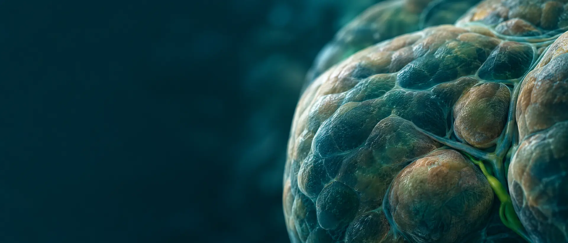 Abstract smooth lobular tissue texture in deep teal and sand tones