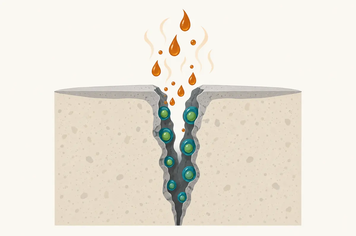 Crevice cross-section with free droplets evaporating and encapsulated droplets holding along the walls