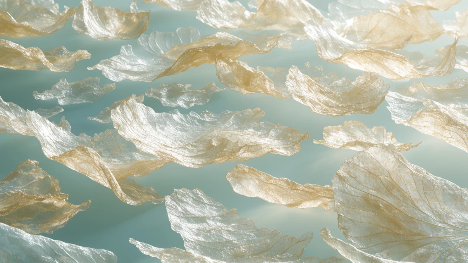 A decorative microscopic-texture image showing thin curled translucent flakes.