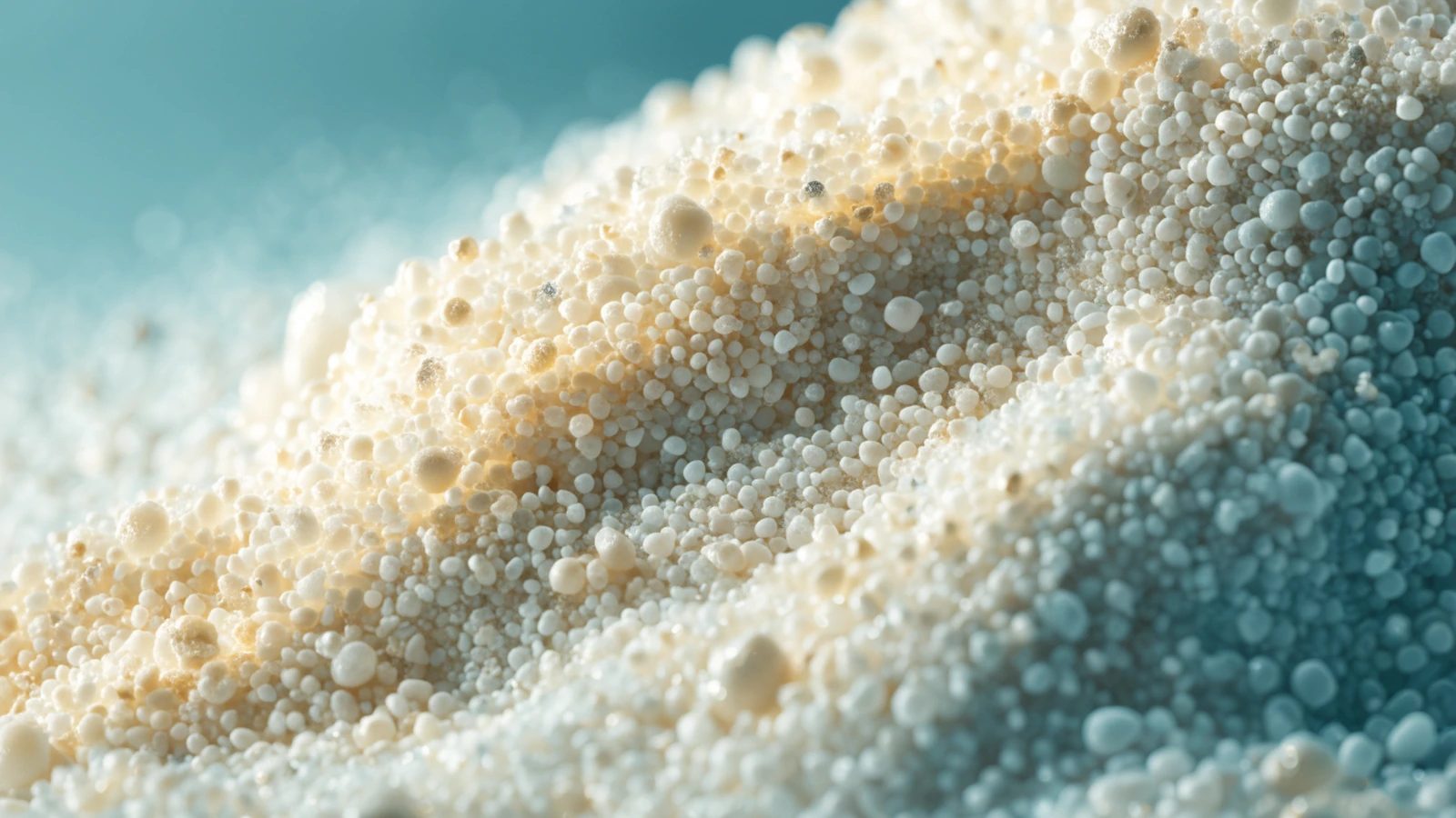 A decorative microscopic-texture image showing heaped fine powder particles.